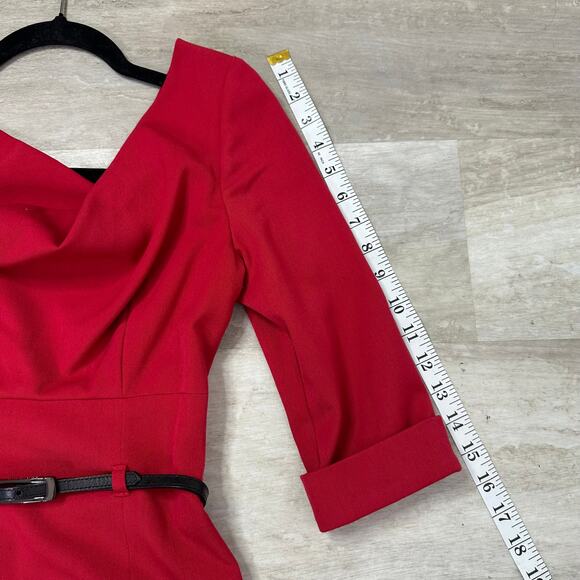 Black Halo Jackie O Three-quarter Sleeve Sheath Dress In Red  Women’s Size 4 - Picture 8 of 10